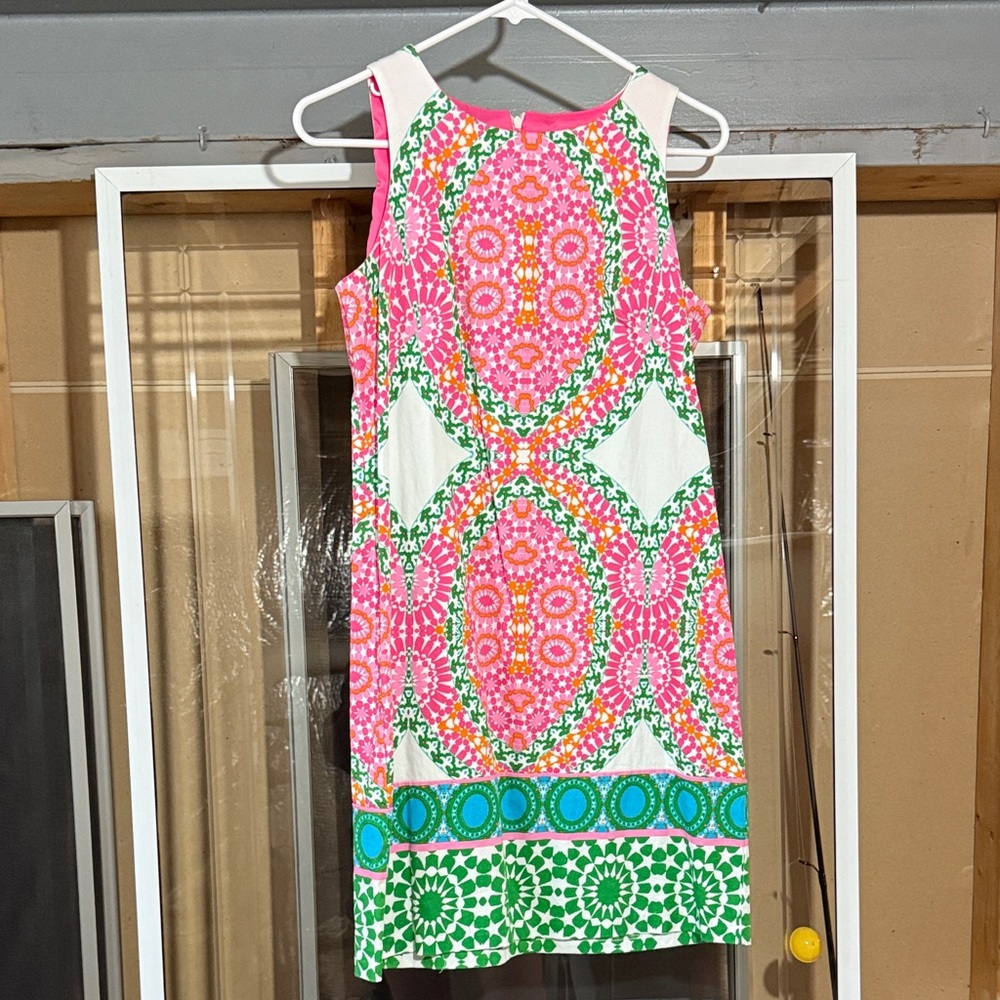 London Times Pink and Green Patterned Mini Dress